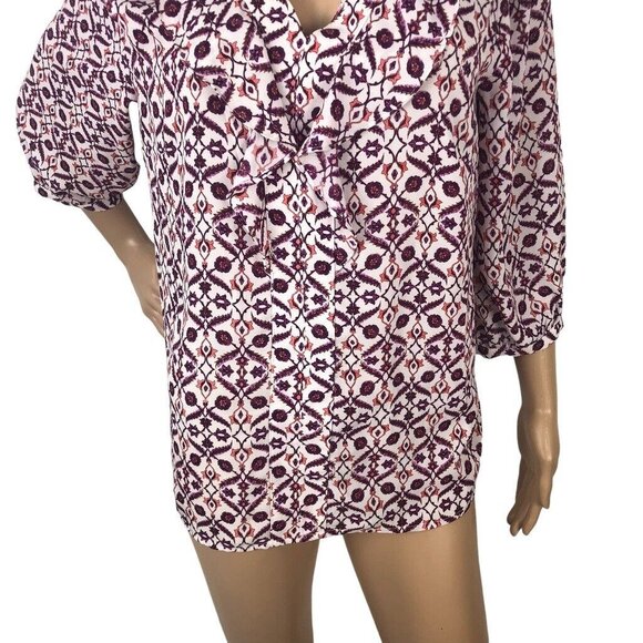 Liz Claiborne Multicolor Floral Print Ruffle Blouse Shirt Top M Office Business - Picture 3 of 7